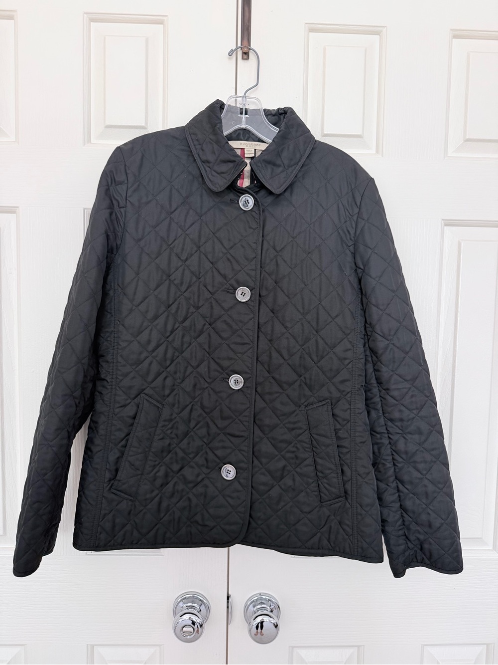 Vintage Burberry Black Quilted Jacket with Button Front